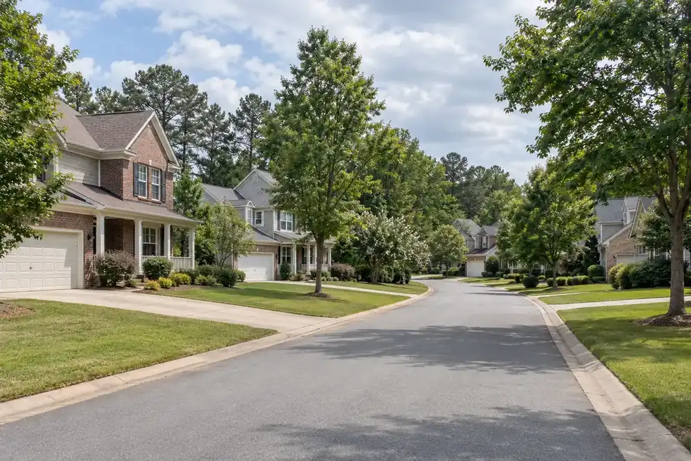 Illustration of a typical residential street in the Waxhaw, NC area